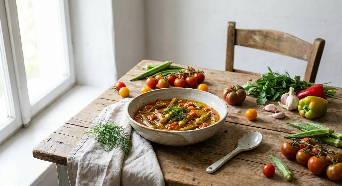 Bamje me Domate – Gjellë Verore - recetë tradicionale shqiptare perimet nga Berat