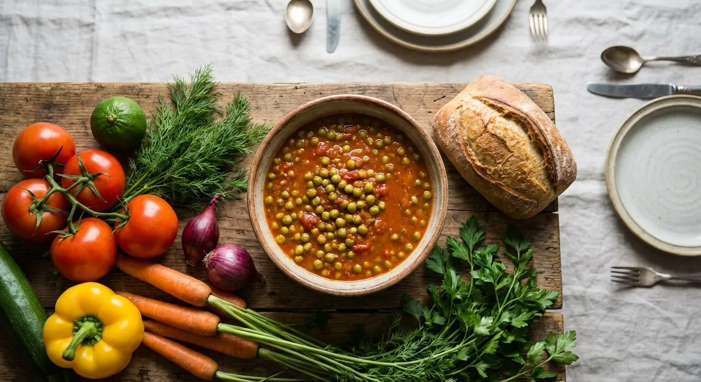 Bizele me Salcë Domate - recetë tradicionale shqiptare perimet nga Elbasan
