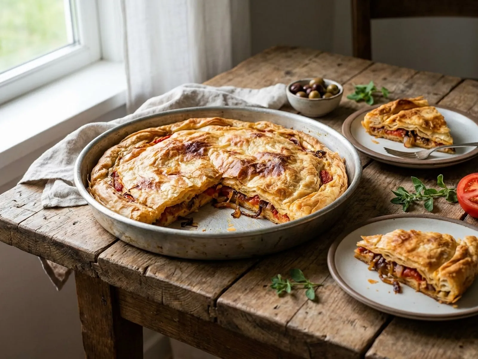 Byrek me domate me dy petë - Receta Familjare në Shtëpi - recetë tradicionale shqiptare buka & brumera nga Durres