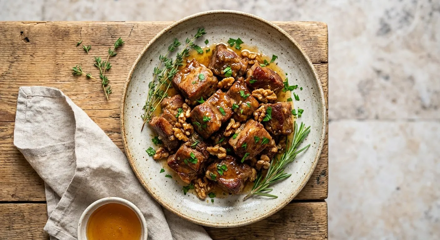 Mish Derri me Arra dhe Mjaltë - recetë tradicionale shqiptare mish & peshk nga Elbasan