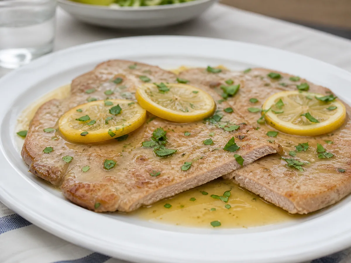 Eskallop Viçi me Limon dhe Salcë Tigani - recetë tradicionale shqiptare 