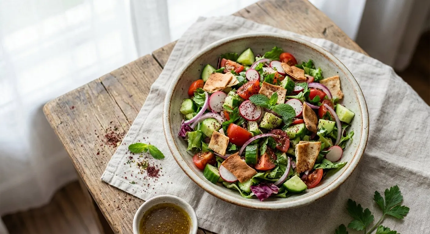 Sallatë Fattoush – Recetë Libaneze - Recetë tradicionale shqiptare