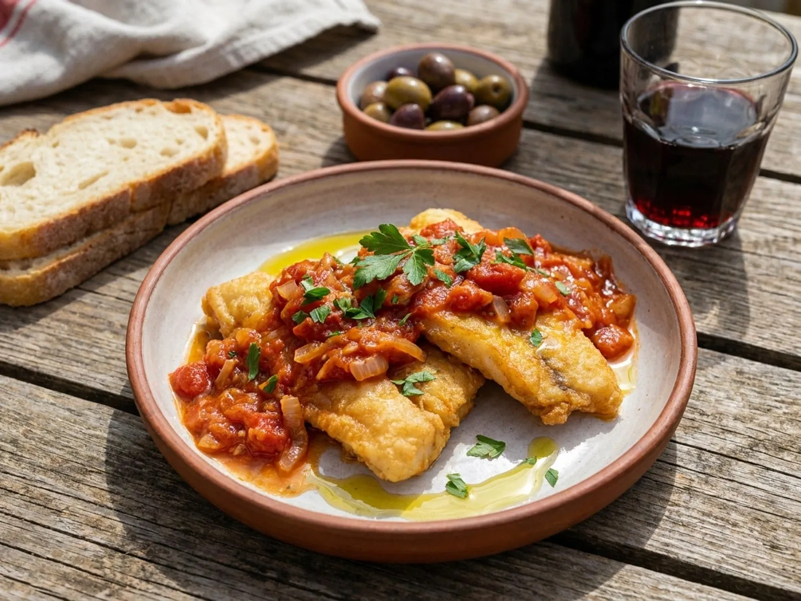 Filetë merluci me domate - Receta Tradicionale në Shtëpi - recetë tradicionale shqiptare mish & peshk nga Durres