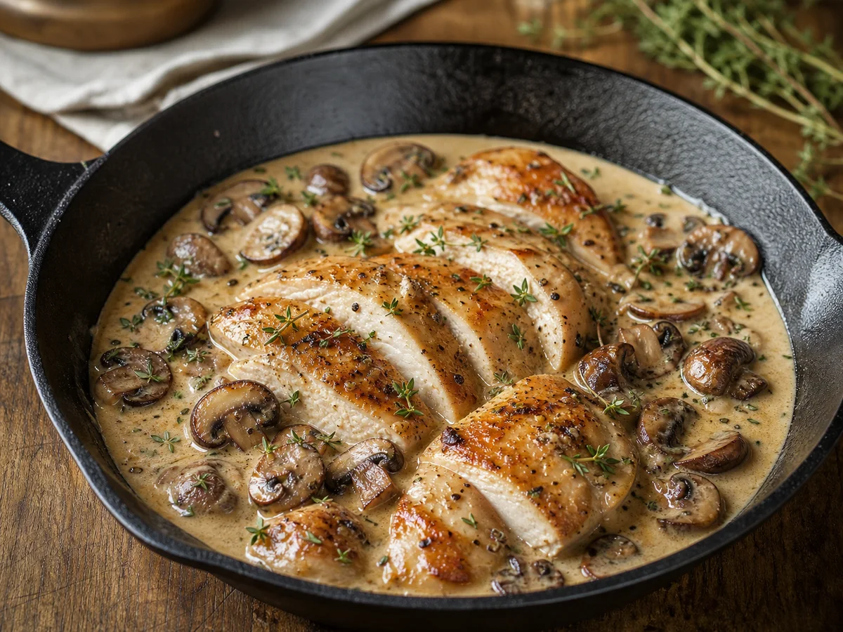 Fileto Pule me Kërpudha dhe Salcë Kremoze - recetë tradicionale shqiptare 