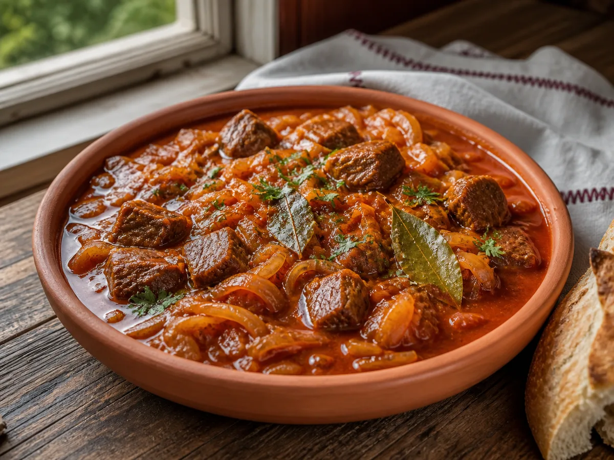 Jahni me Mish Viçi dhe Qepë: Receta në Tenxhere - recetë tradicionale shqiptare mish & peshk