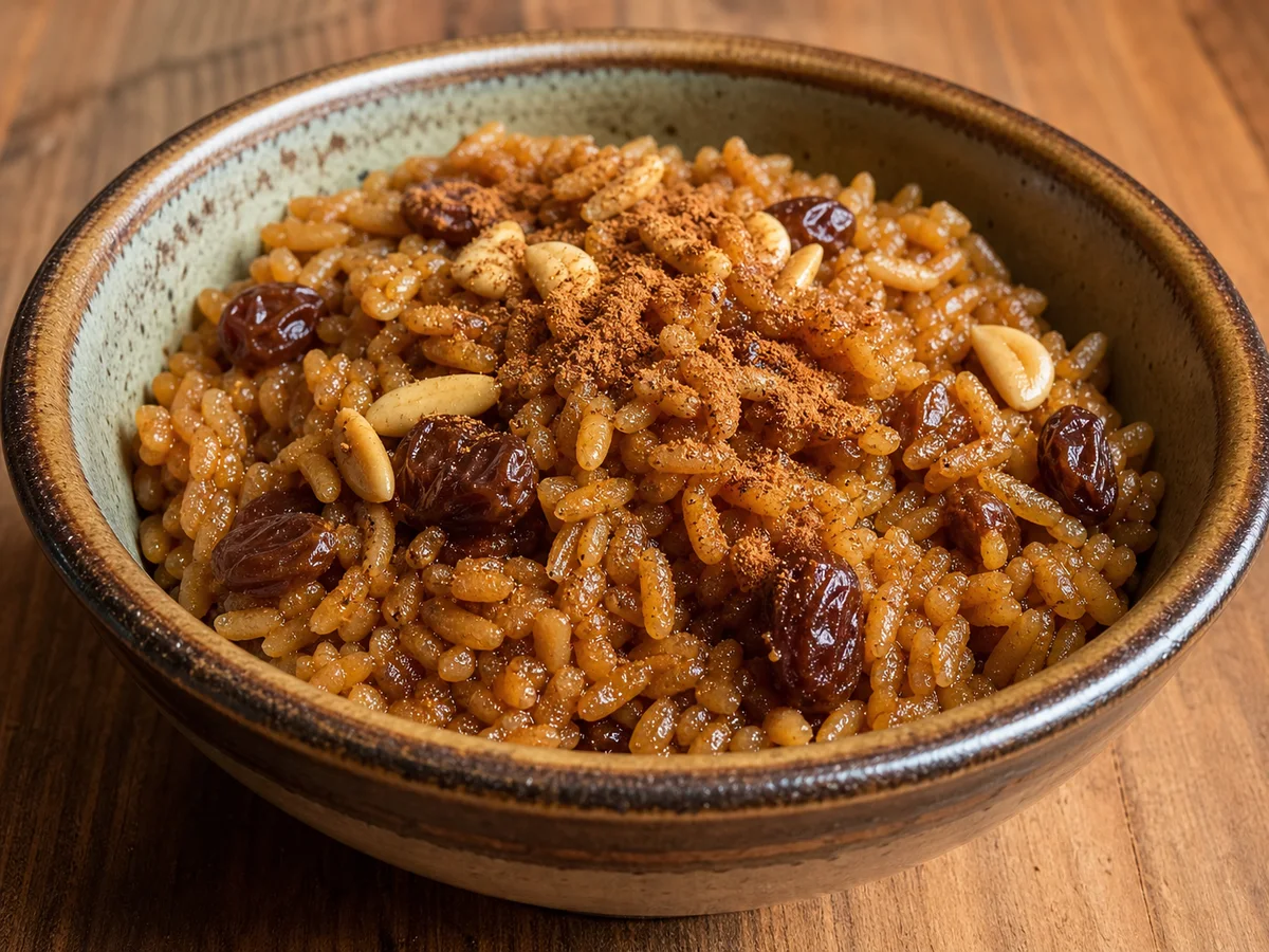 Kabuni me Oriz, Rrush të Thatë dhe Kanellë - recetë tradicionale shqiptare 