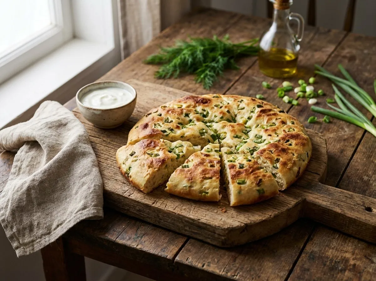 Kulaç me Qepë të Njoma - Recetë tradicionale shqiptare