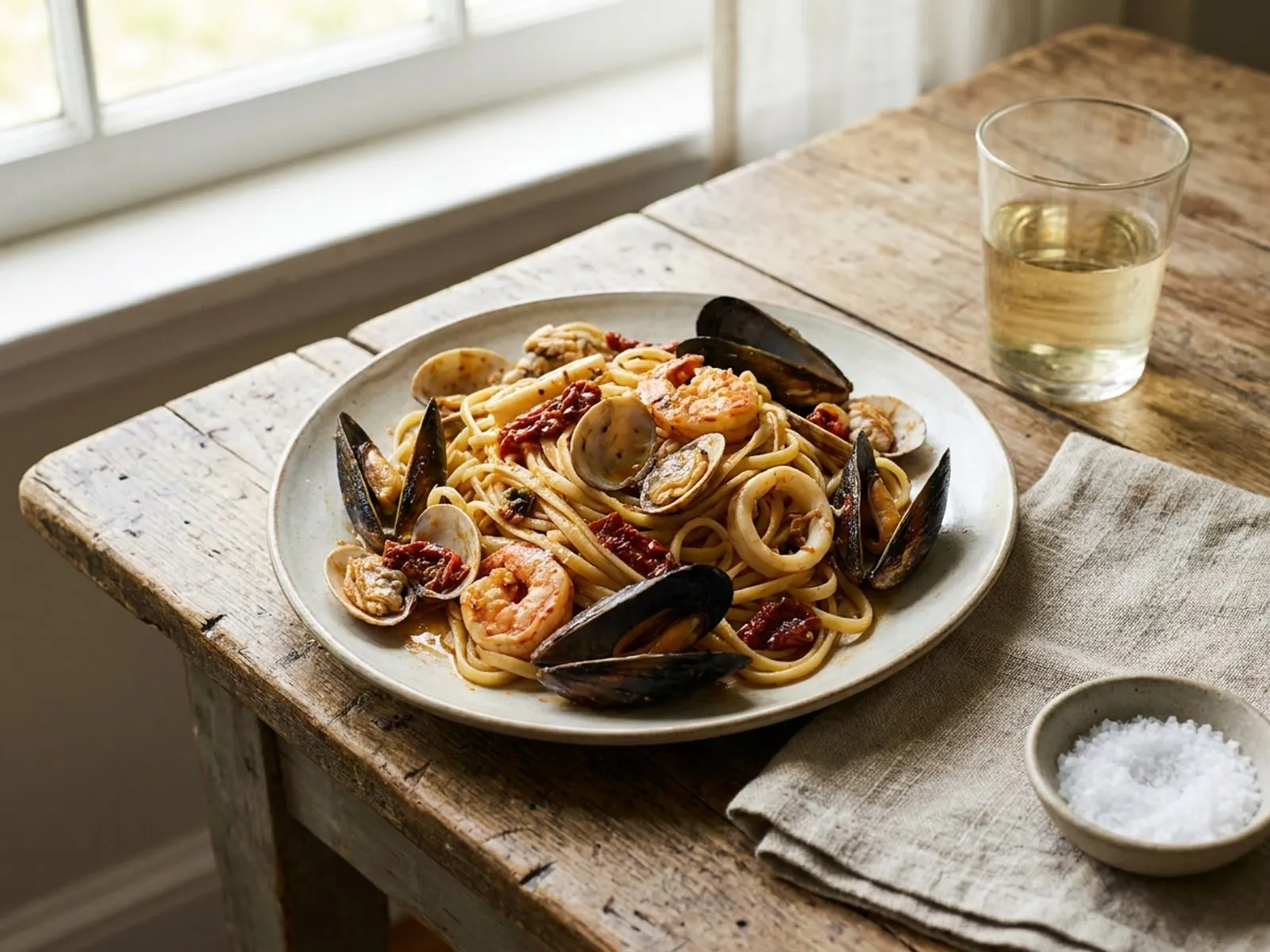Linguini Me Fruta Deti - Receta Tradicionale në Shtëpi - recetë tradicionale shqiptare mish & peshk nga Tirane