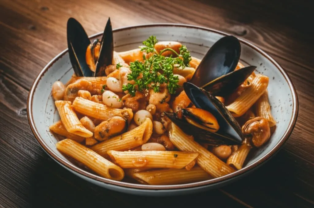 Makarona me Fasule dhe Midhje - recetë tradicionale shqiptare mish & peshk nga Napoli