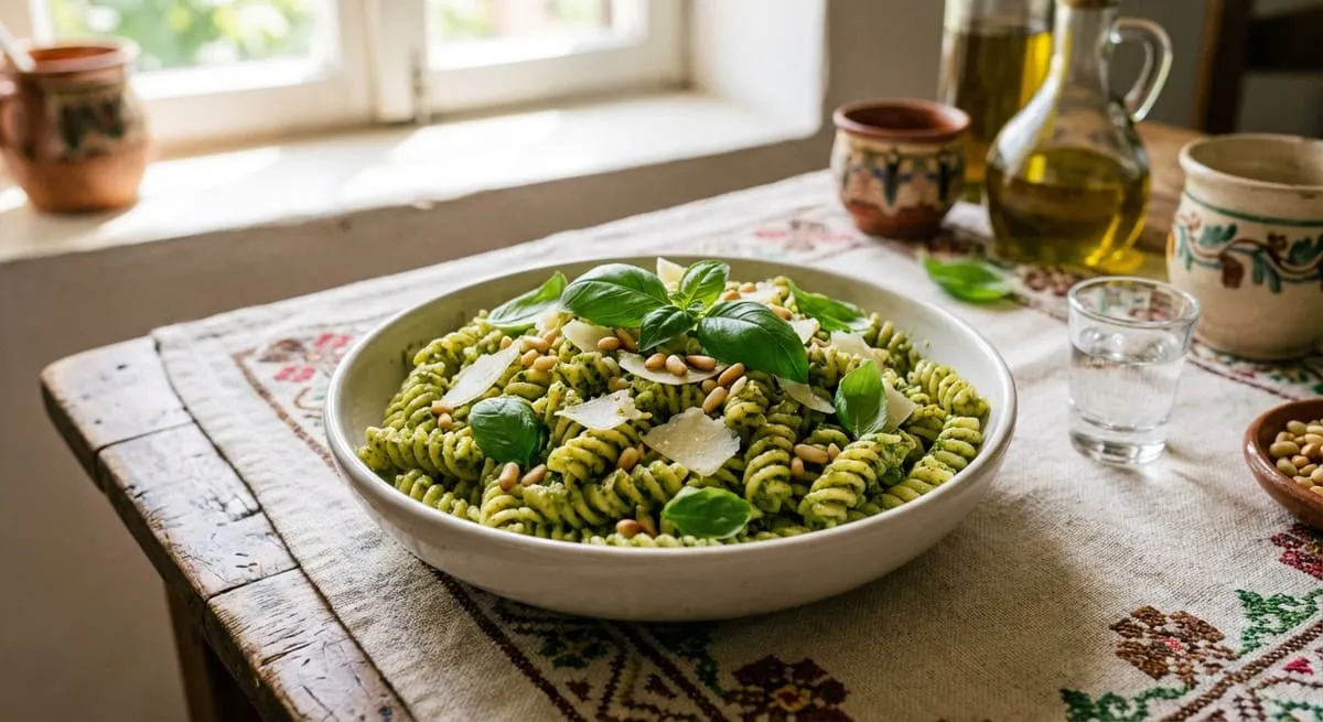 Makarona me Pesto - Receta Italiane - recetë tradicionale shqiptare buka & brumëra nga Tirane