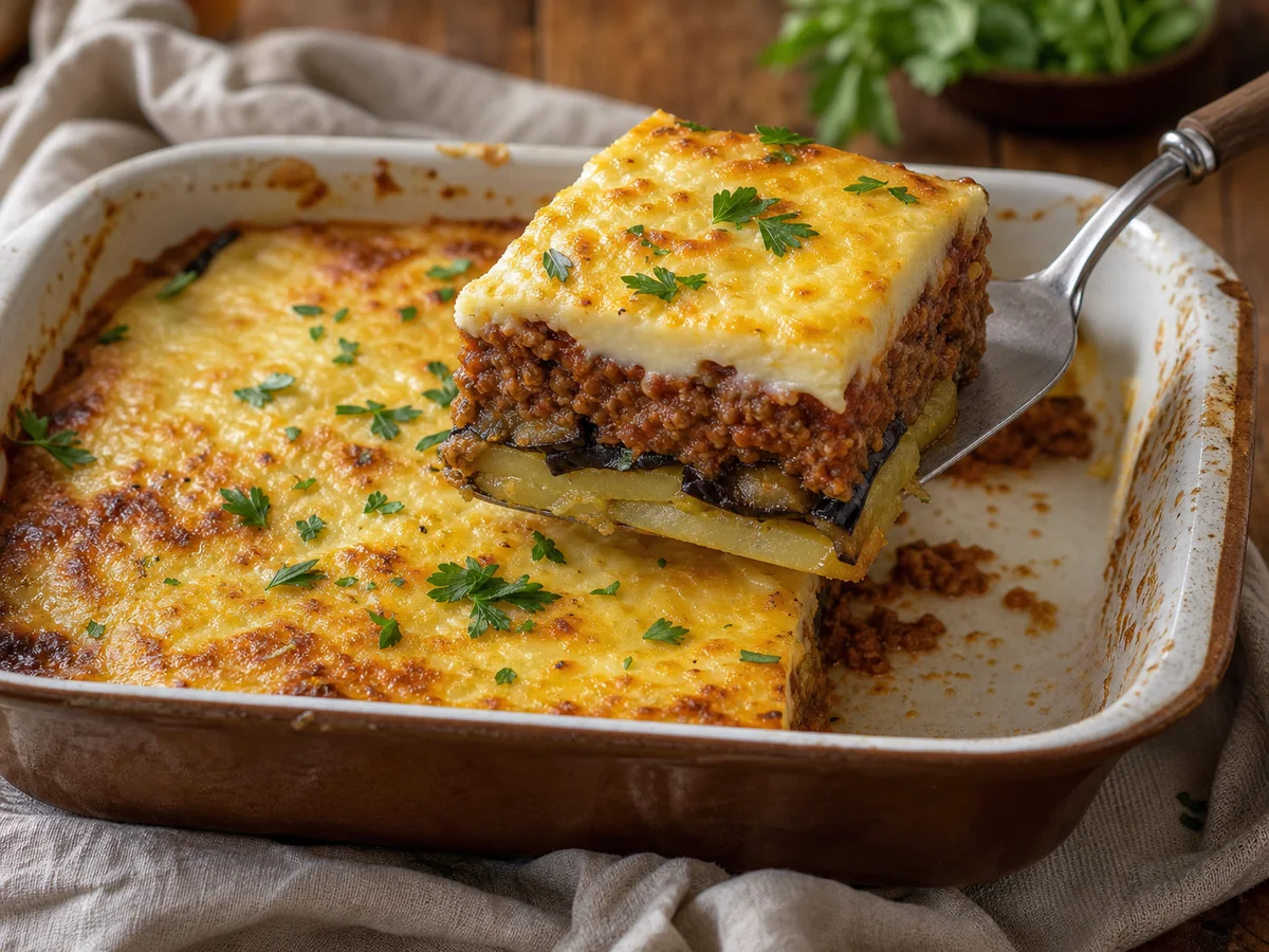 Musaka me Patate, Patëllxhan dhe Mish të Grirë - Recetë tradicionale shqiptare