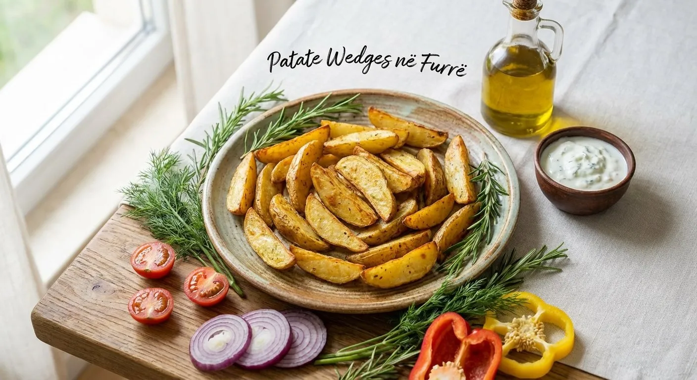 Patate Wedges në Furrë - Recetë tradicionale shqiptare