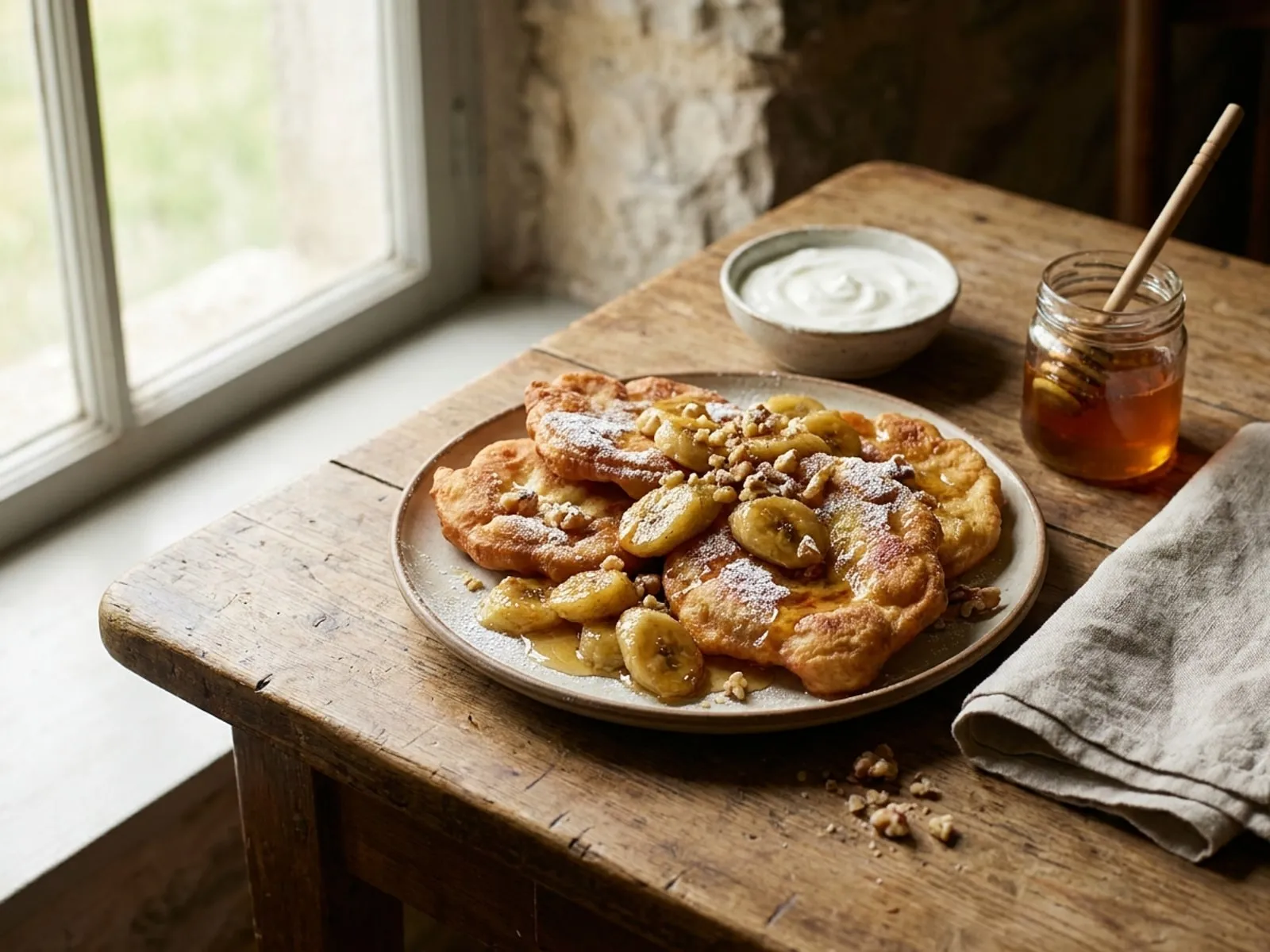 Petulla Pancakes me Banane - Receta Familjare në Shtëpi - recetë tradicionale shqiptare embelsira nga Durres