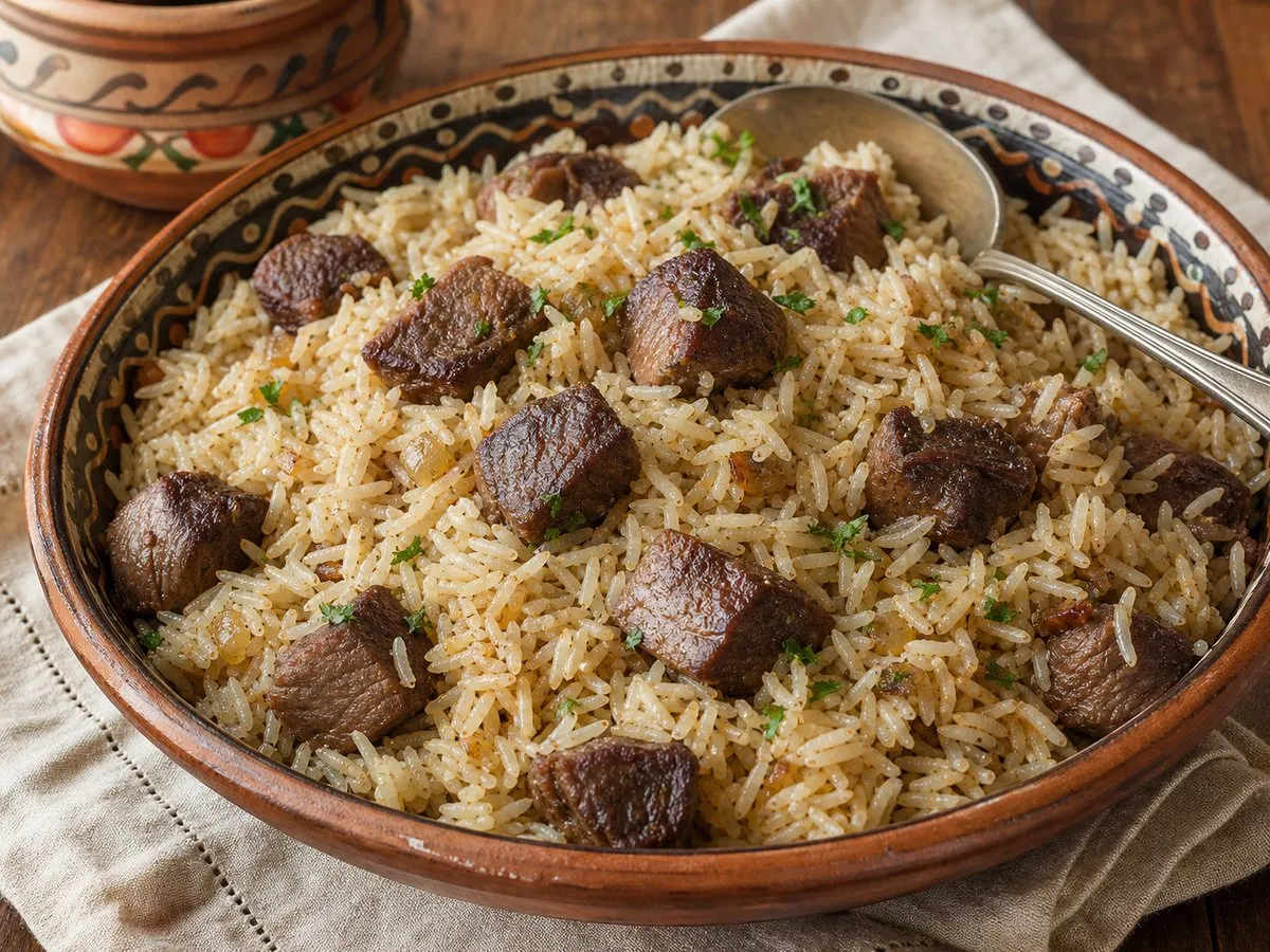 Pilaf me Mish Viçi, Oriz Kokërr më Kokërr - recetë tradicionale shqiptare mish & peshk