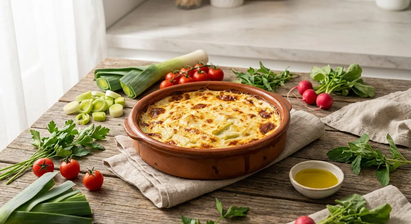 Presh i Gratinuar me Beshame - recetë tradicionale shqiptare perimet nga Durres