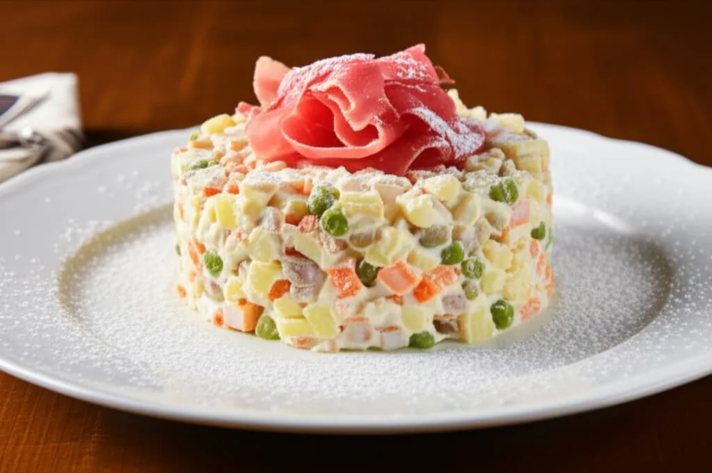 Sallatë Ruse me Proshutë – Versioni i Pasuruar - recetë tradicionale shqiptare sallatë