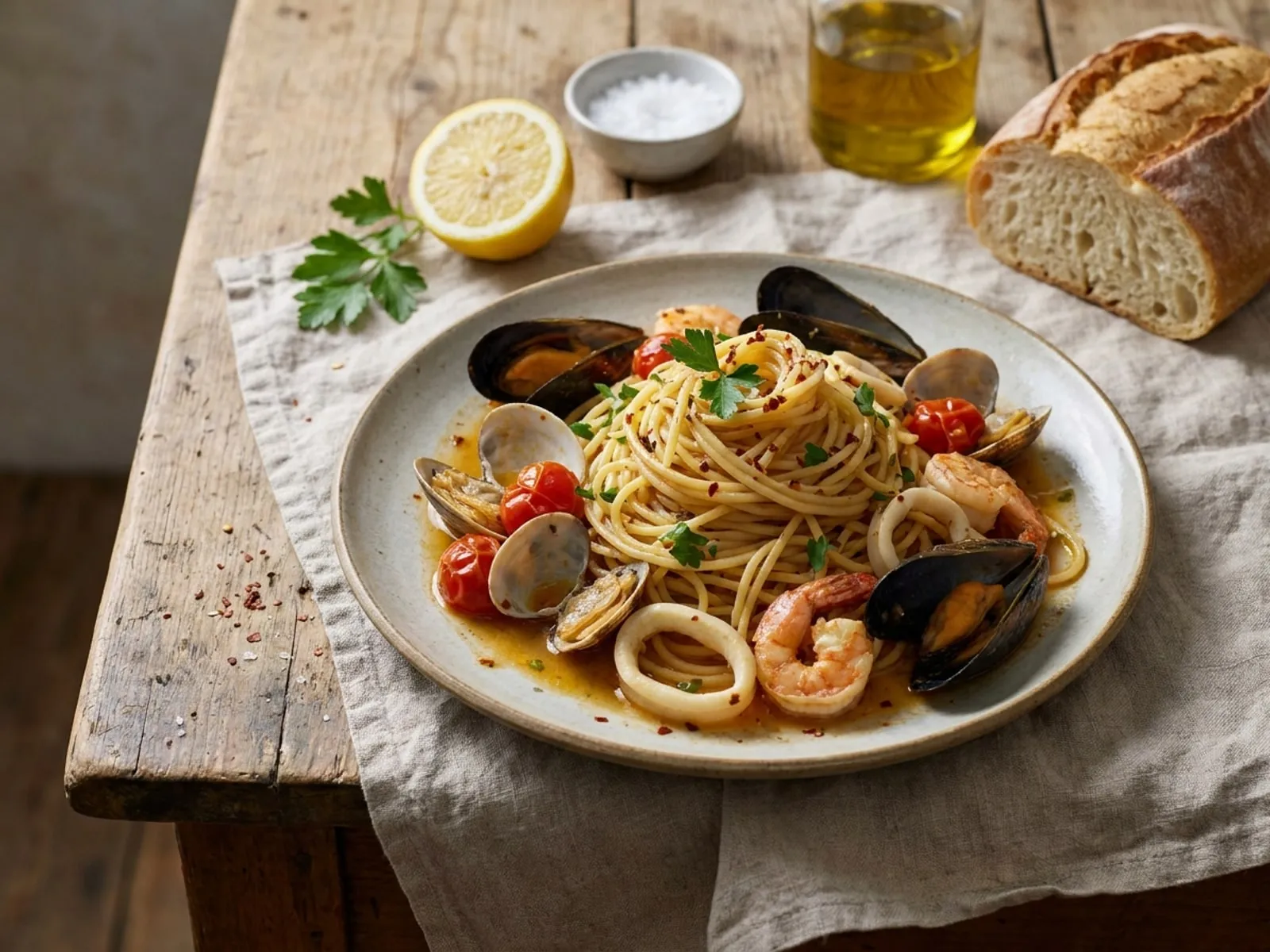 Spageti Me Fruta Deti - Receta Tradicionale në Shtëpi - recetë tradicionale shqiptare mish & peshk nga Shkoder