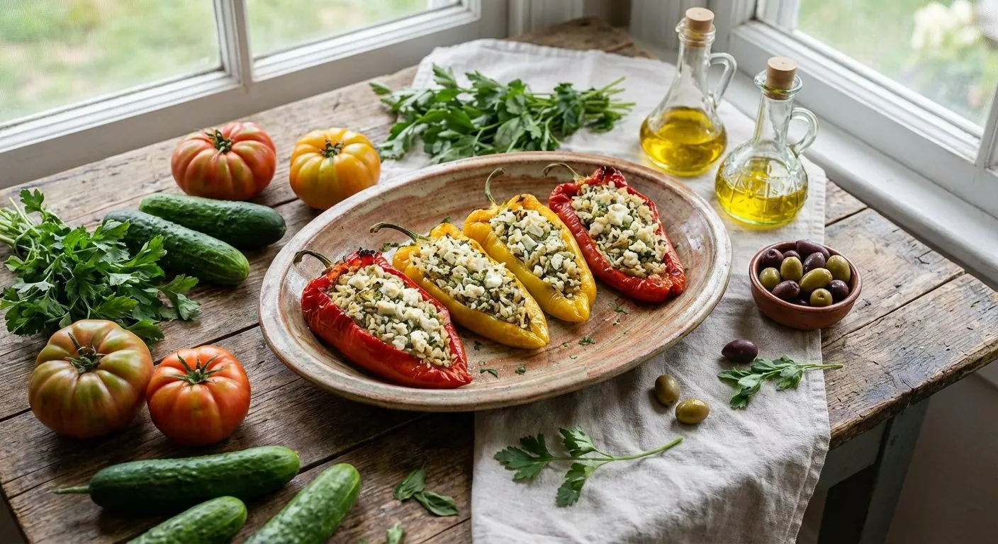 Speca të Mbushur me Djathë dhe Oriz - recetë tradicionale shqiptare perimet nga Shkoder