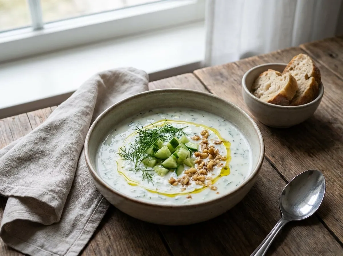 Supë e Ftohtë me Kastravec dhe Kos - Recetë tradicionale shqiptare