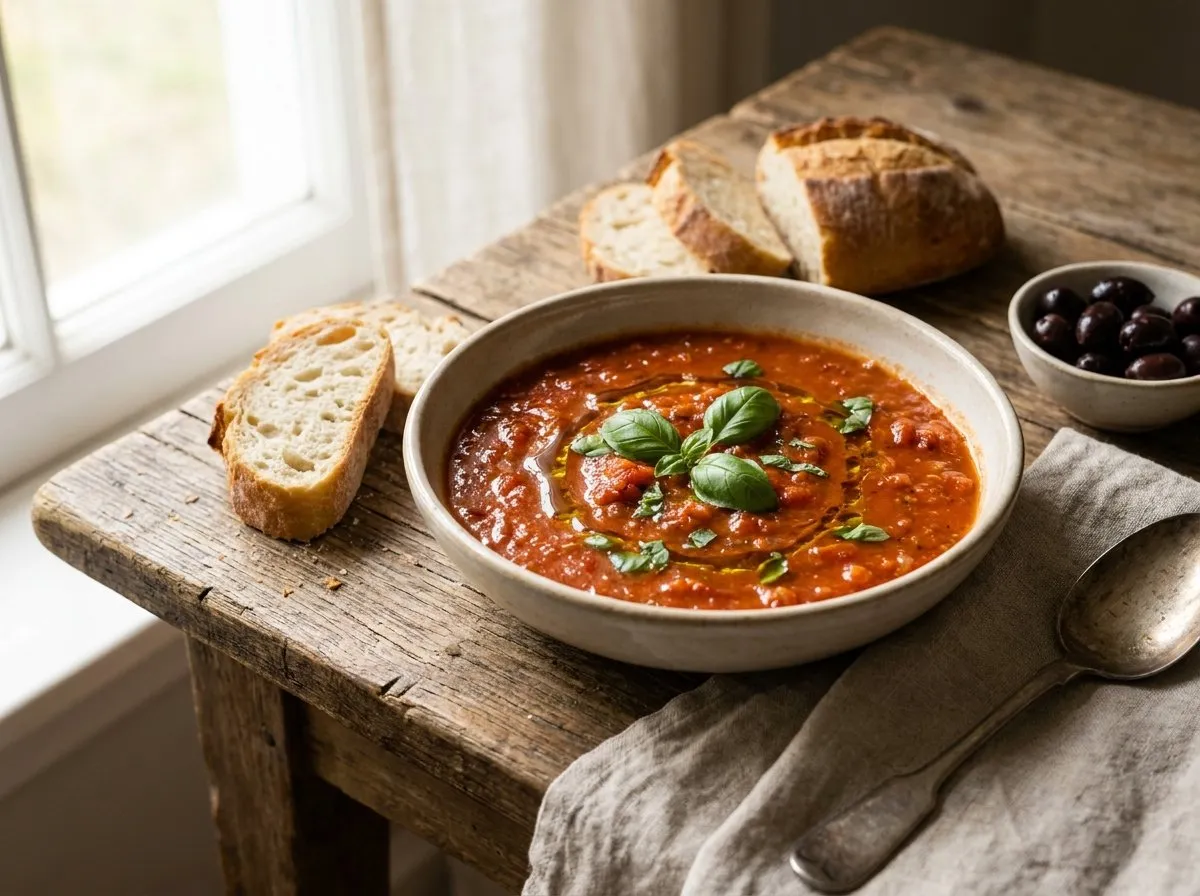 Supë me Domate të Pjekura - Recetë tradicionale shqiptare