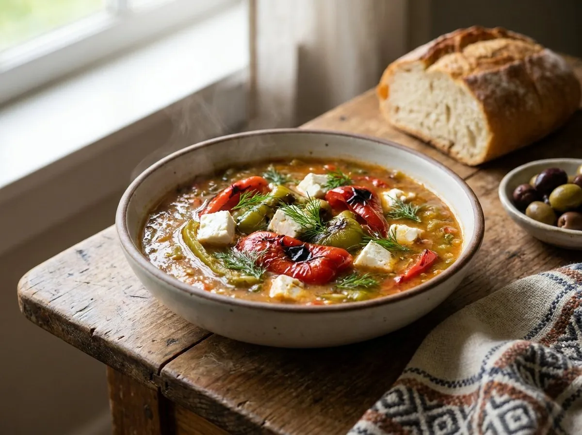 Supë me Speca të Pjekur - Recetë tradicionale shqiptare