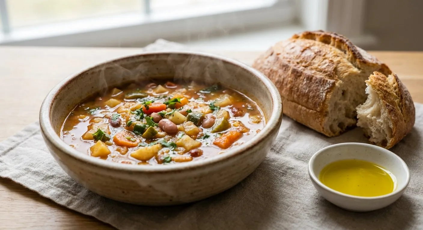 Supë Minestrone me Perime Stine - recetë tradicionale shqiptare supa nga Gjirokaster