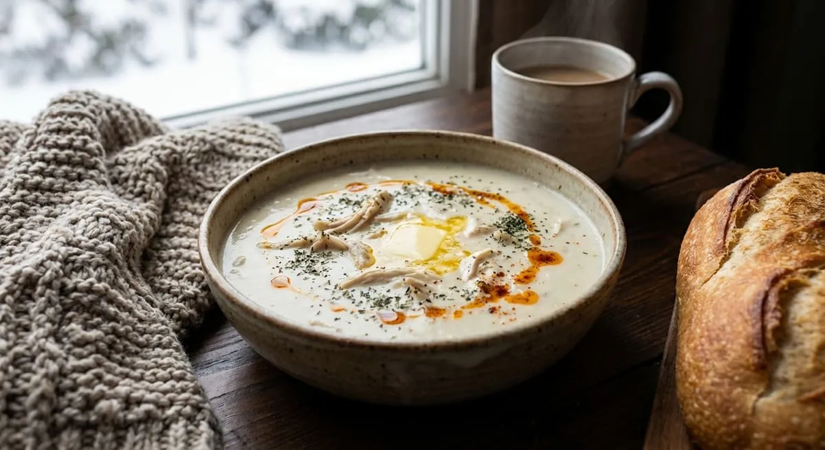 Supe Pule me Kos - Receta Ngrohese - recetë tradicionale shqiptare supa nga Gjirokaster