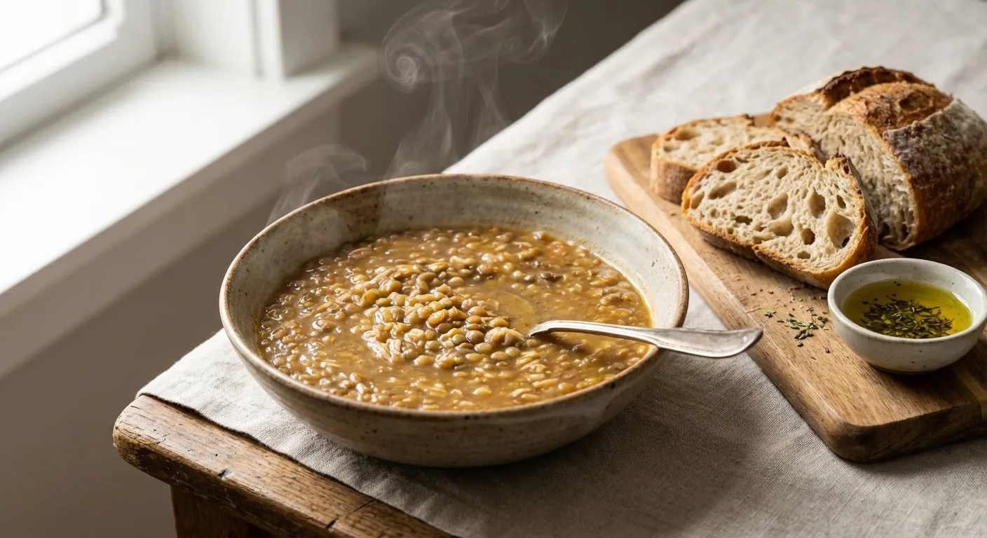 Supë me Thjerrëza Tërshërë - Recetë tradicionale shqiptare