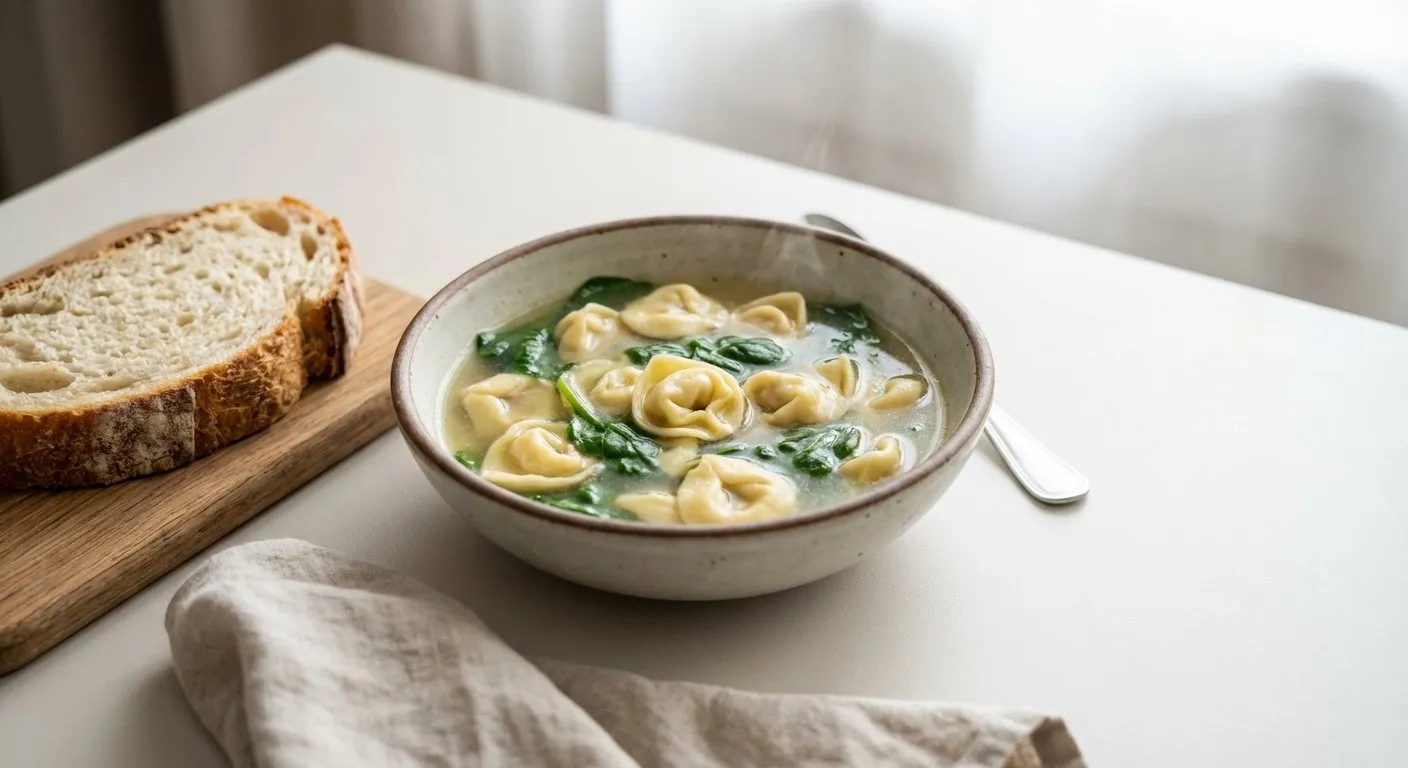 Supë me Tortellini dhe Spinaq - recetë tradicionale shqiptare supa nga Korce