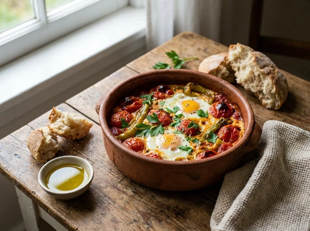 Tavë me Domate dhe Vezë - Recetë tradicionale shqiptare