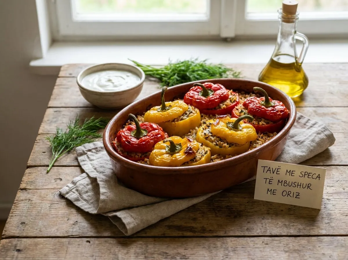 Tavë me Speca të Mbushur me Oriz - Recetë tradicionale shqiptare