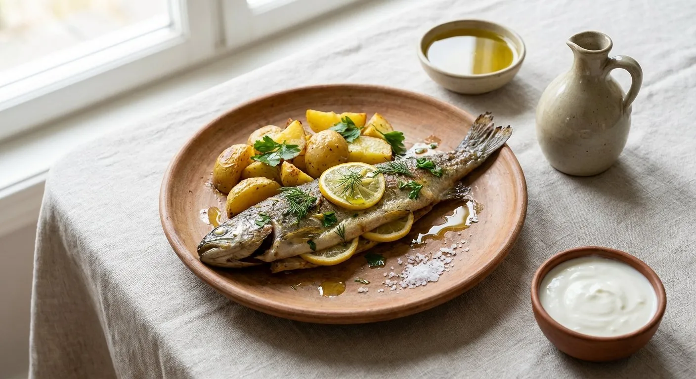 Trofta në Furrë me Limoni - recetë tradicionale shqiptare mish & peshk nga Vlore